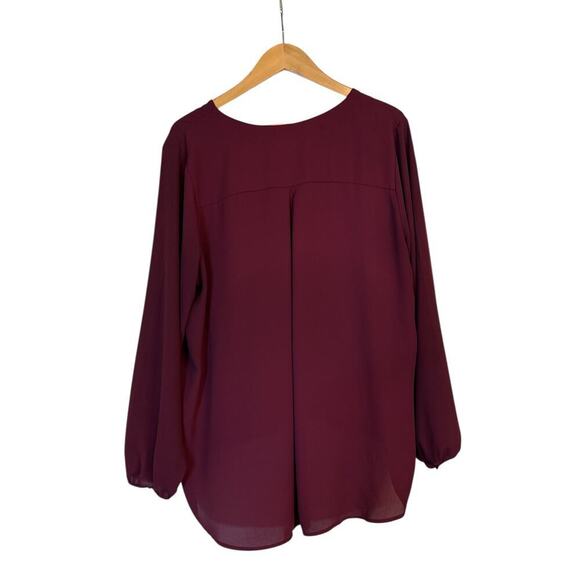 West Kei Women's Long Sleeve Surplice Soft Hi-Low Pullover Blouse Size XXL Red - Picture 5 of 8